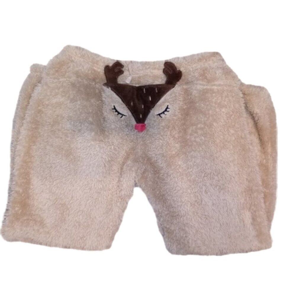 XOXO Reindeer Fuzzy Tan Sweatpants || Med || GUC